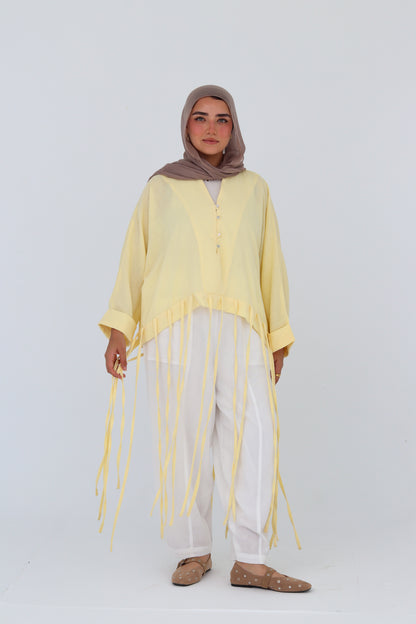 Flowy Fringes Blouse - Yellow