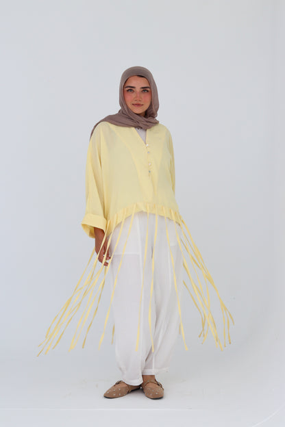 Flowy Fringes Blouse - Yellow