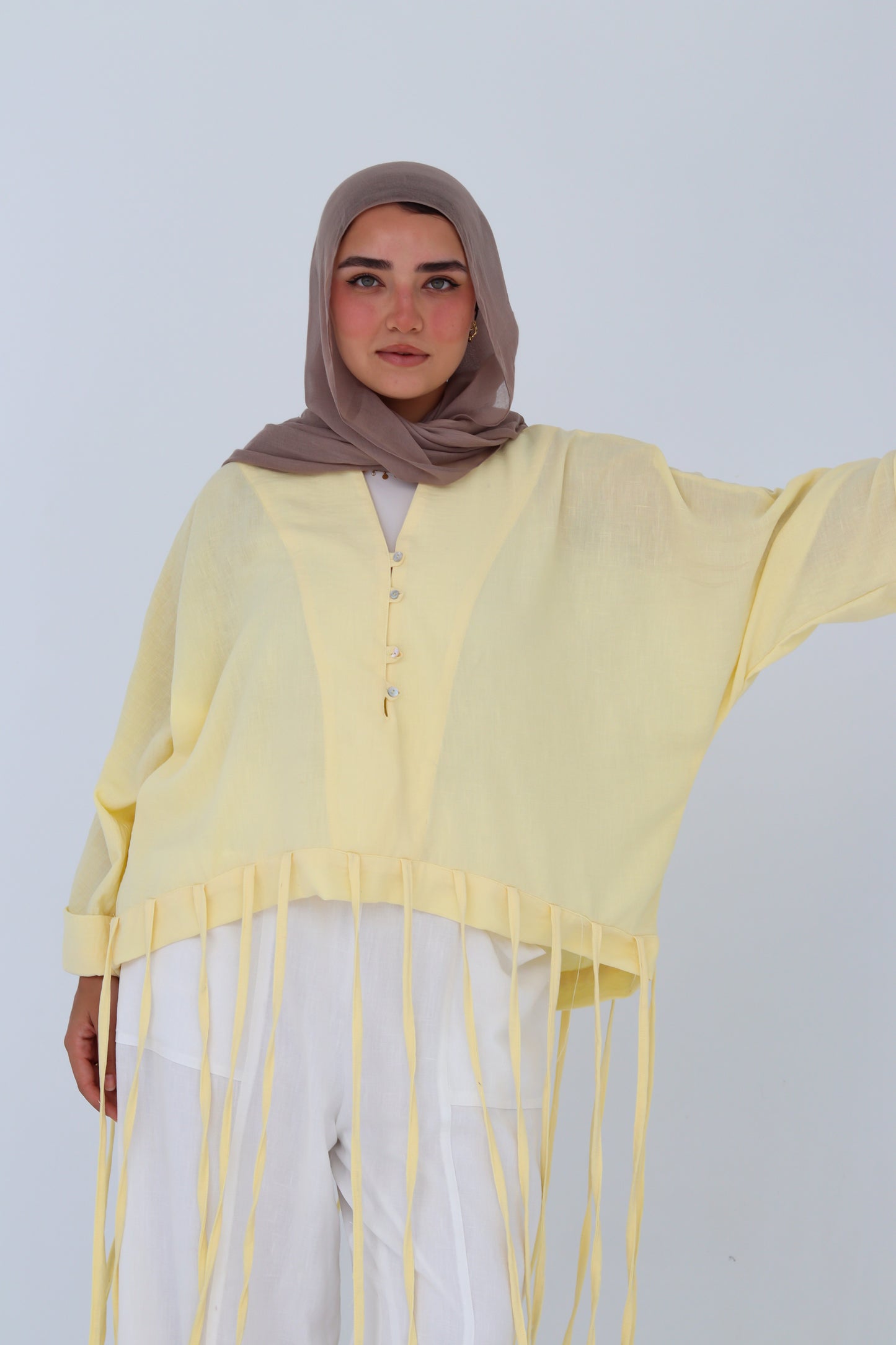 Flowy Fringes Blouse - Yellow