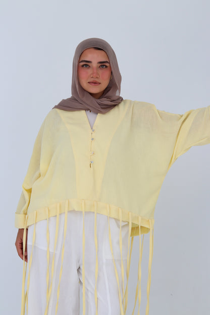 Flowy Fringes Blouse - Yellow