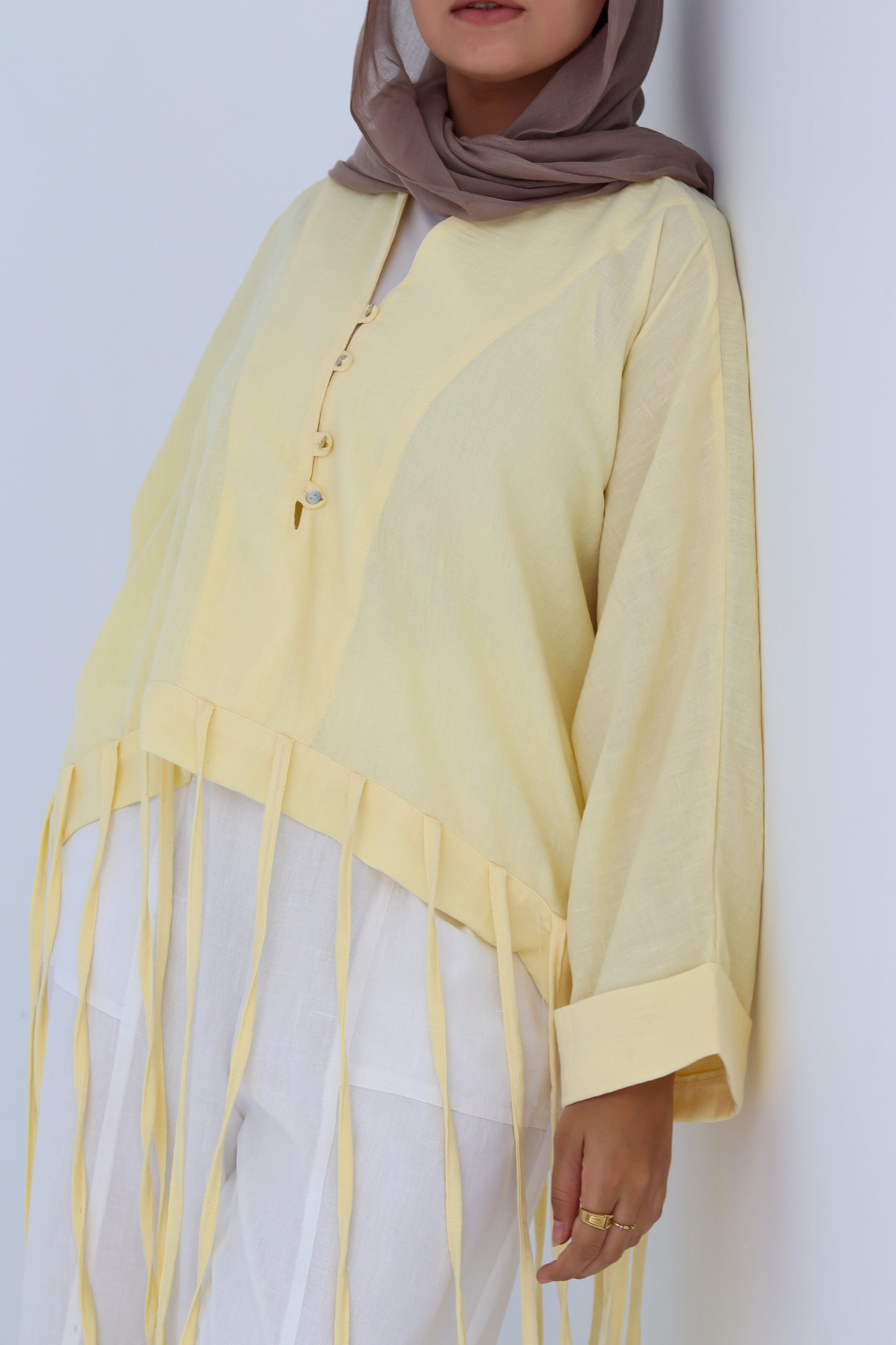 Flowy Fringes Blouse - Yellow