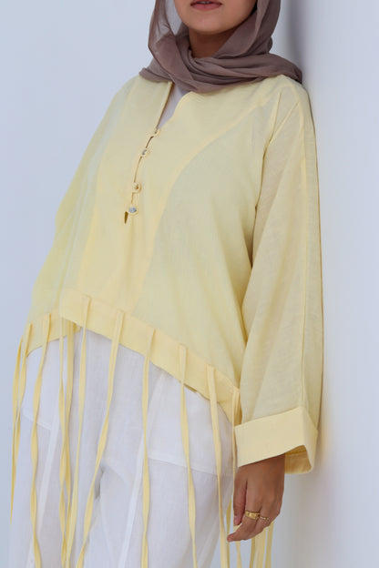 Flowy Fringes Blouse - Yellow