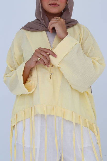 Flowy Fringes Blouse - Yellow