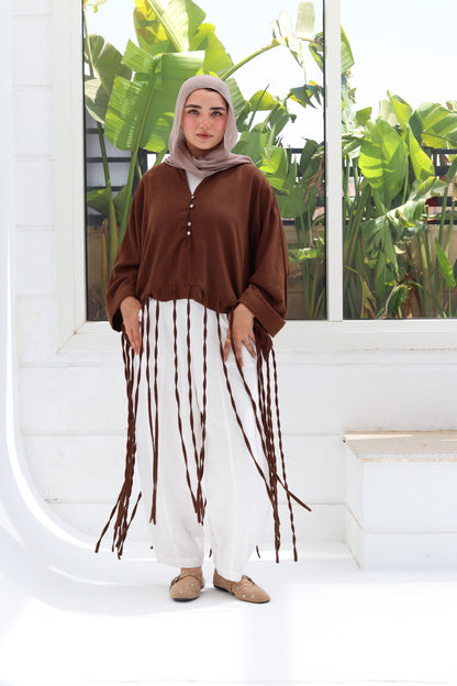 Flowy Fingers Blouse - Brown