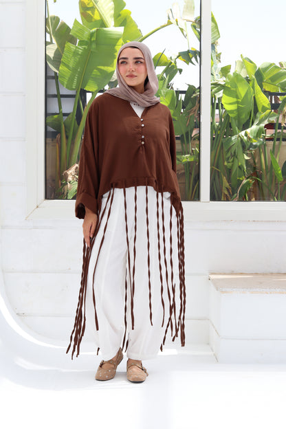 Flowy Fingers Blouse - Brown