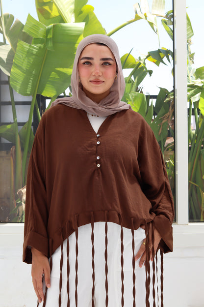 Flowy Fingers Blouse - Brown