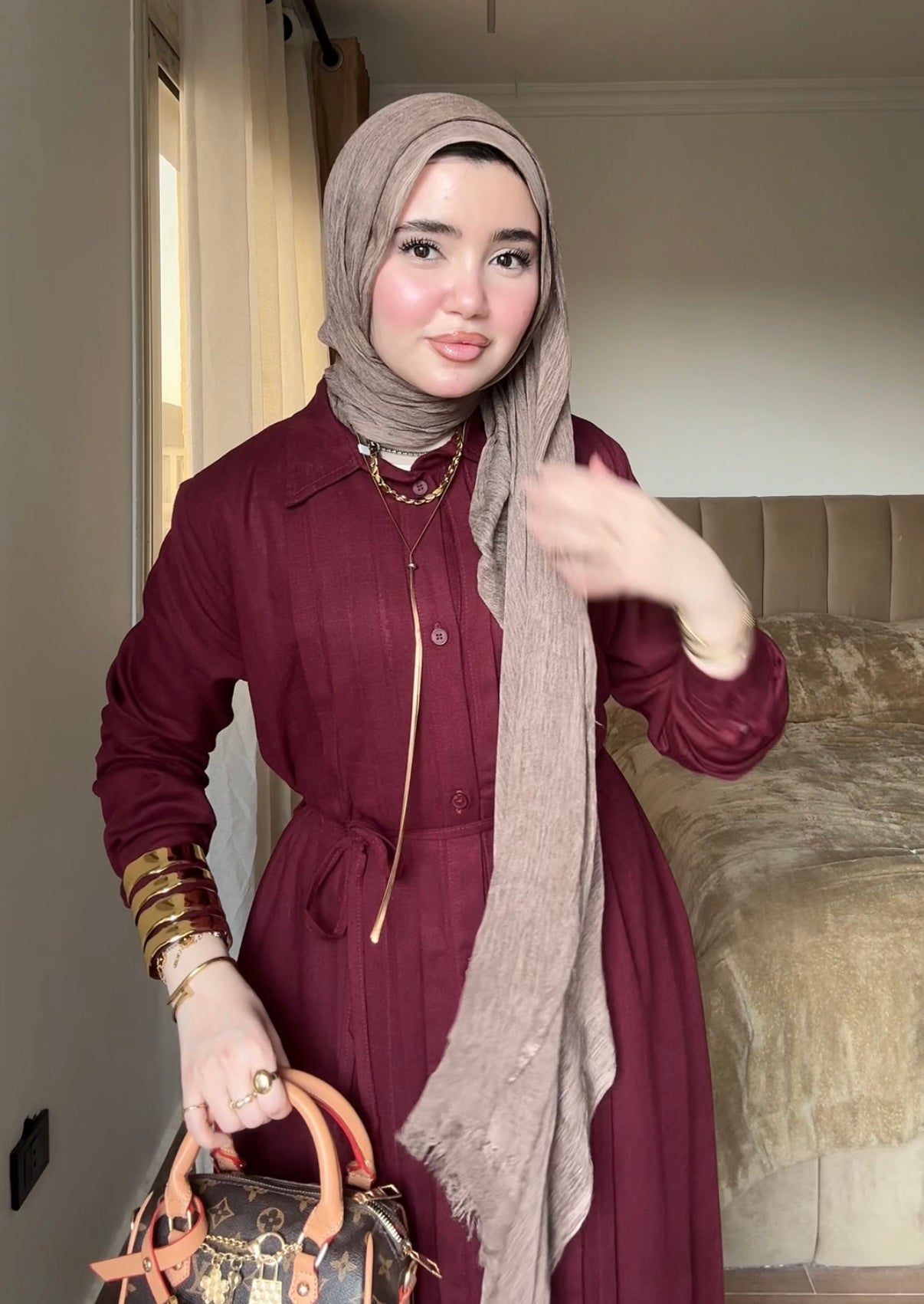 LINA DRESS IN BURGANDY
