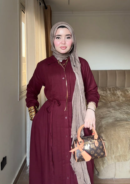 LINA DRESS IN BURGANDY
