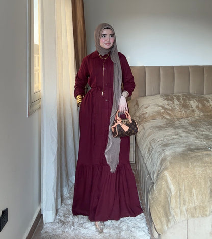 LINA DRESS IN BURGANDY