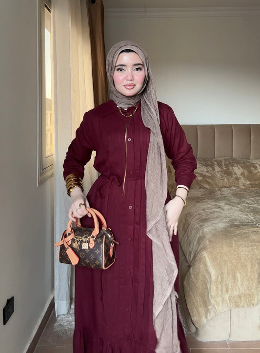 LINA DRESS IN BURGANDY