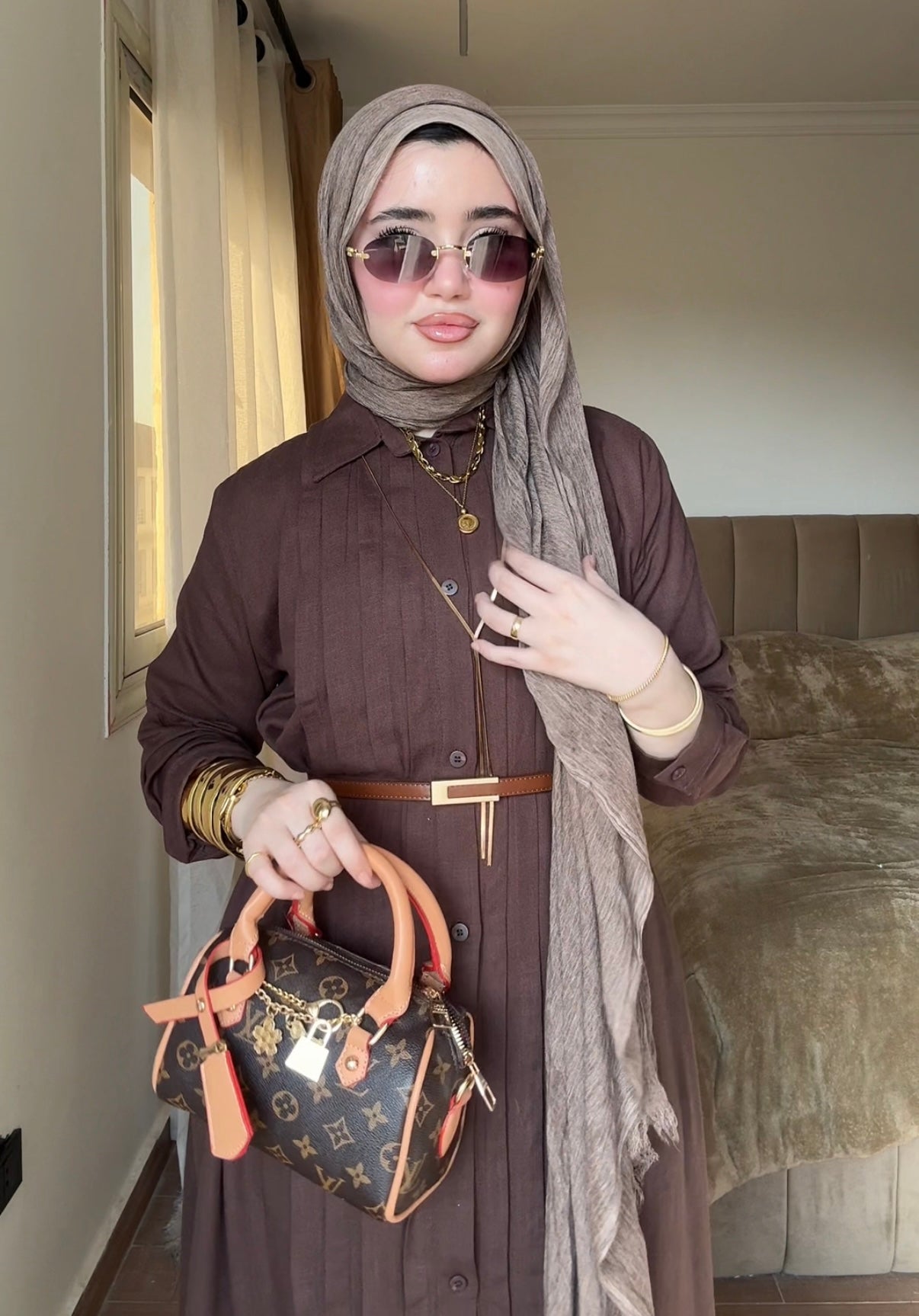 LINA DRESS IN BROWN