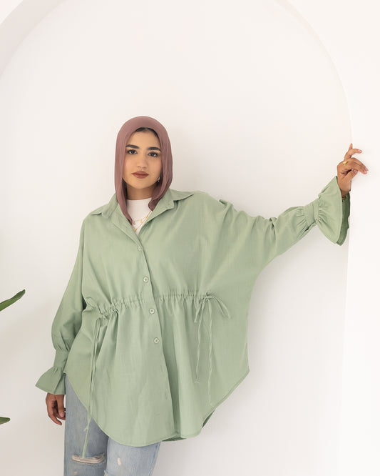 pretty girl linen shirt in mint green