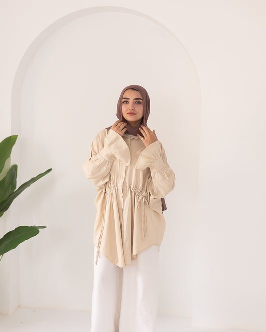 pretty girl linen shirt in beige