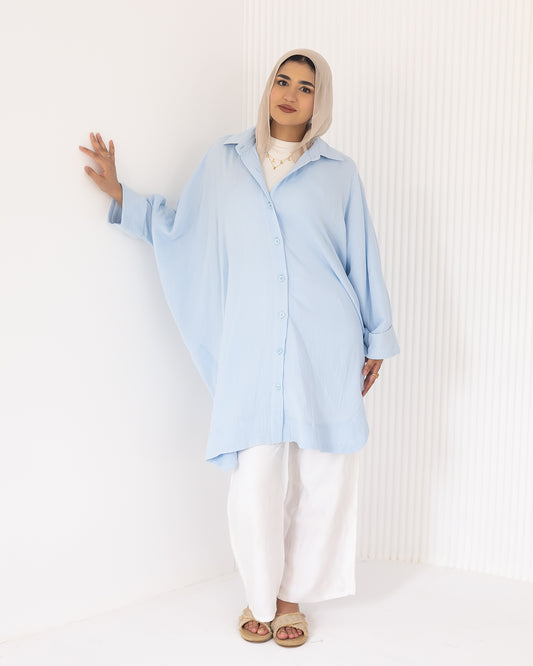 “Ghazal” Long shirt in baby blue