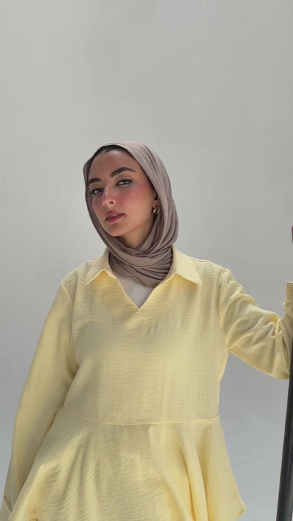Ruffels Linen Blouse - Yellow