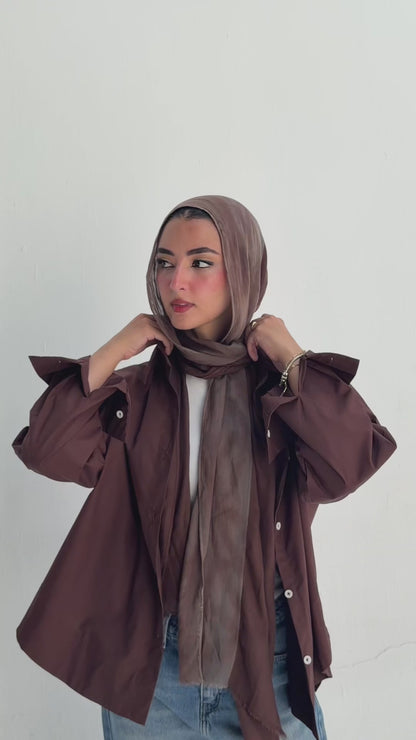 Oversized Poplin Shirt - Brown