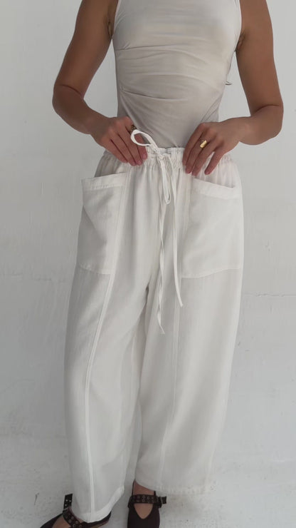 Balloon Linen Pants - White